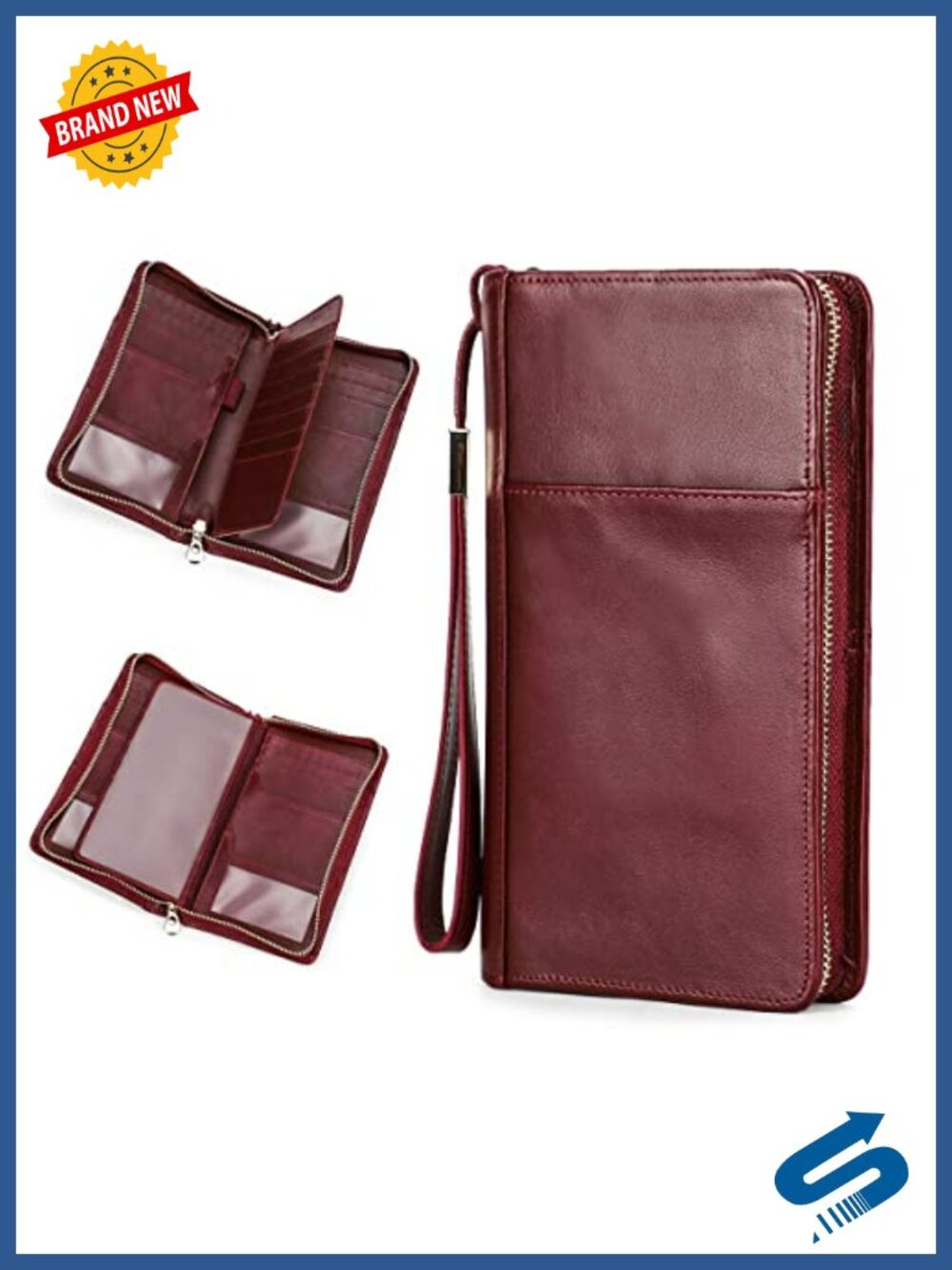 Full Grain Leather Passport Holder For 4 RFID Blocking Travel Wallet Wristlet